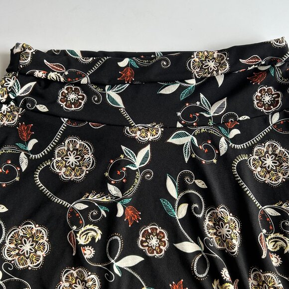 Ashley Blue floral midi A-line skirt lightweight, elastic waist band Size Large - Picture 2 of 6